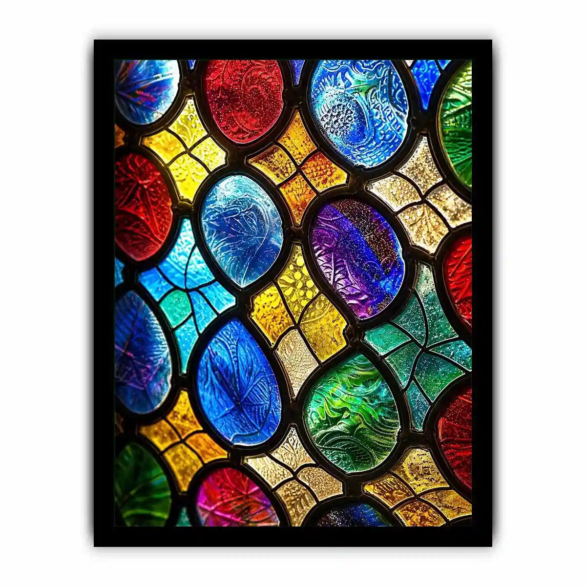 Vibrant stained glass mosaic close-up