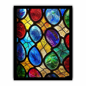 Vibrant stained glass mosaic close-up