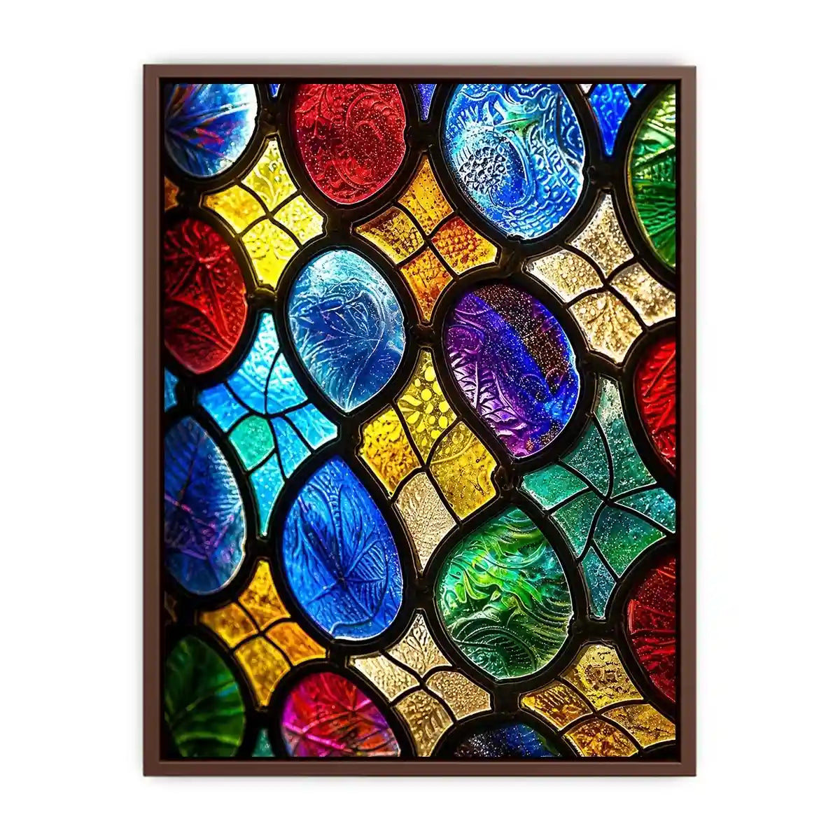 Vibrant stained glass mosaic close-up
