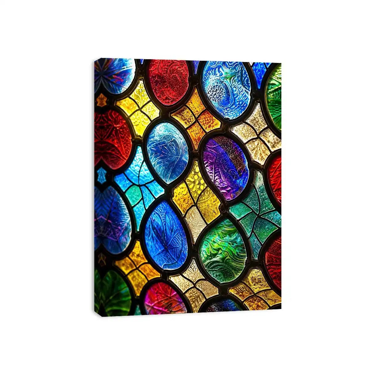 Vibrant stained glass mosaic close-up
