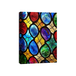 Vibrant stained glass mosaic close-up