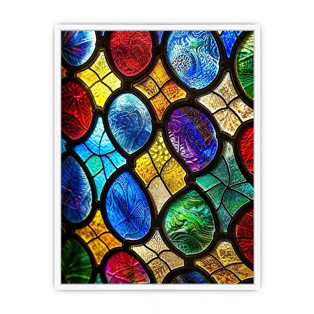 Vibrant stained glass mosaic close-up