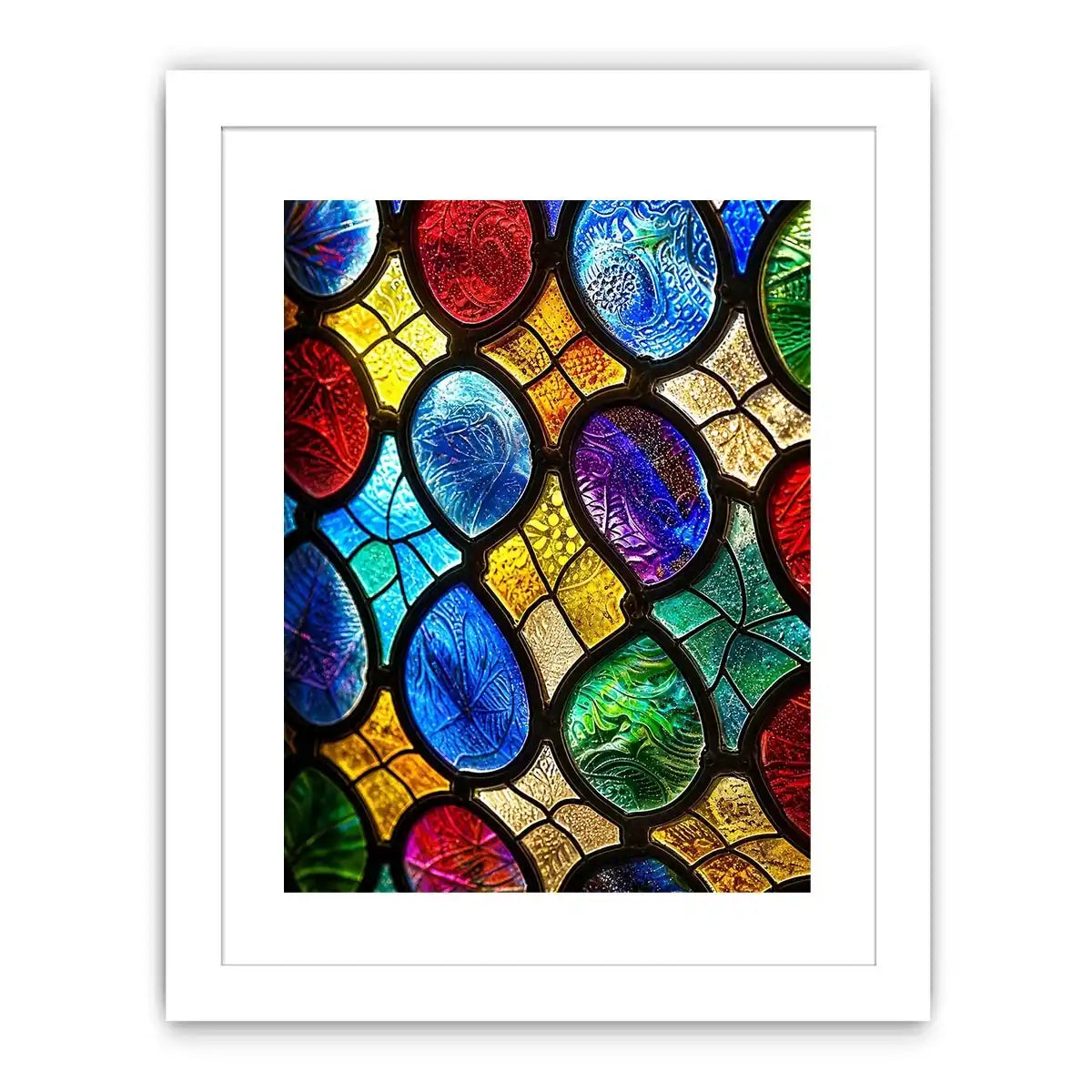 Vibrant stained glass mosaic close-up
