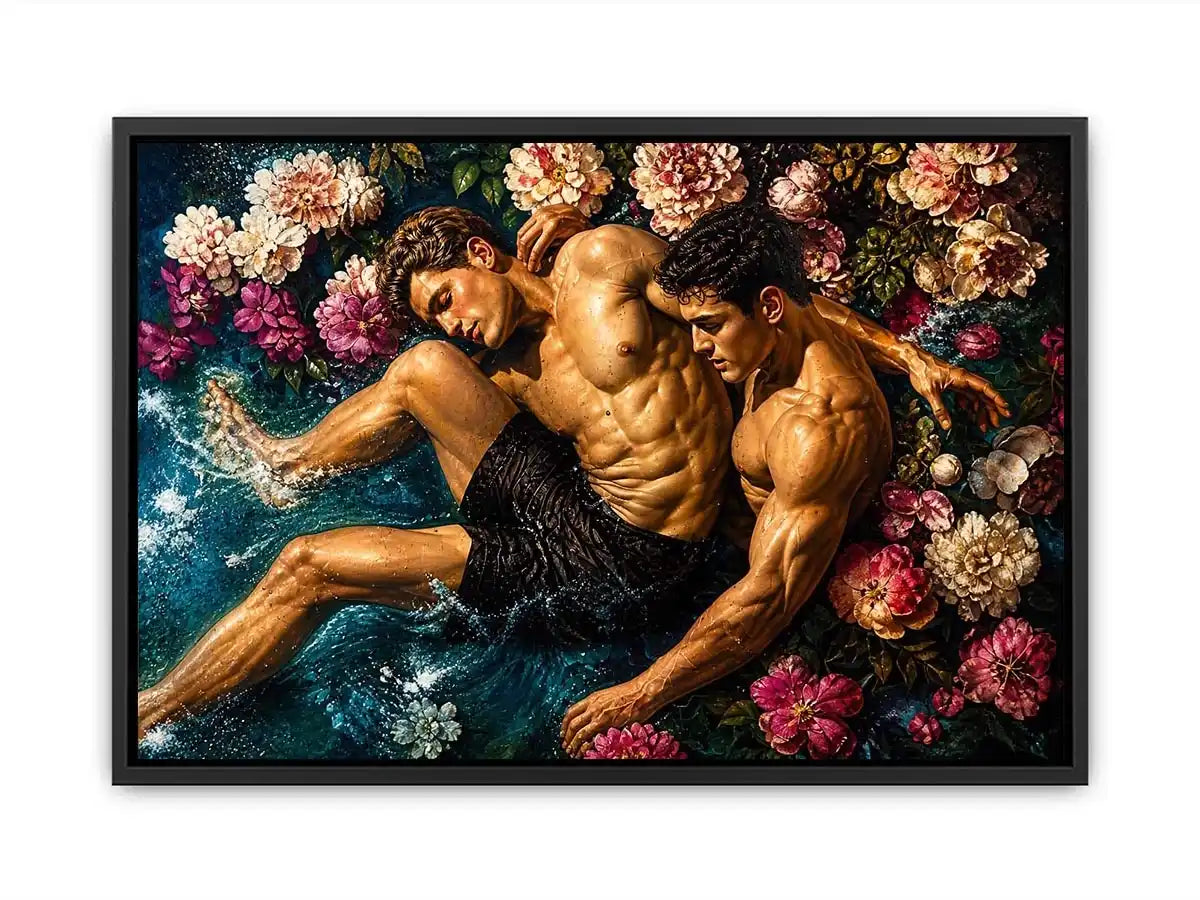 Intimate embrace in blooming water