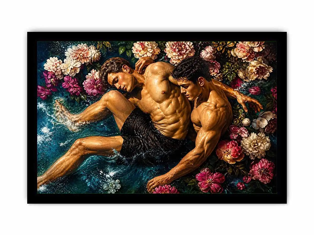 Intimate embrace in blooming water