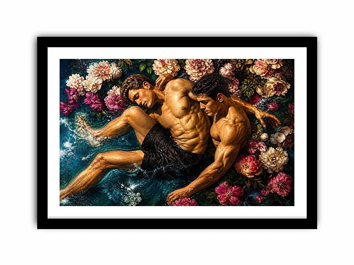 Intimate embrace in blooming water
