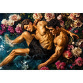 Intimate embrace in blooming water