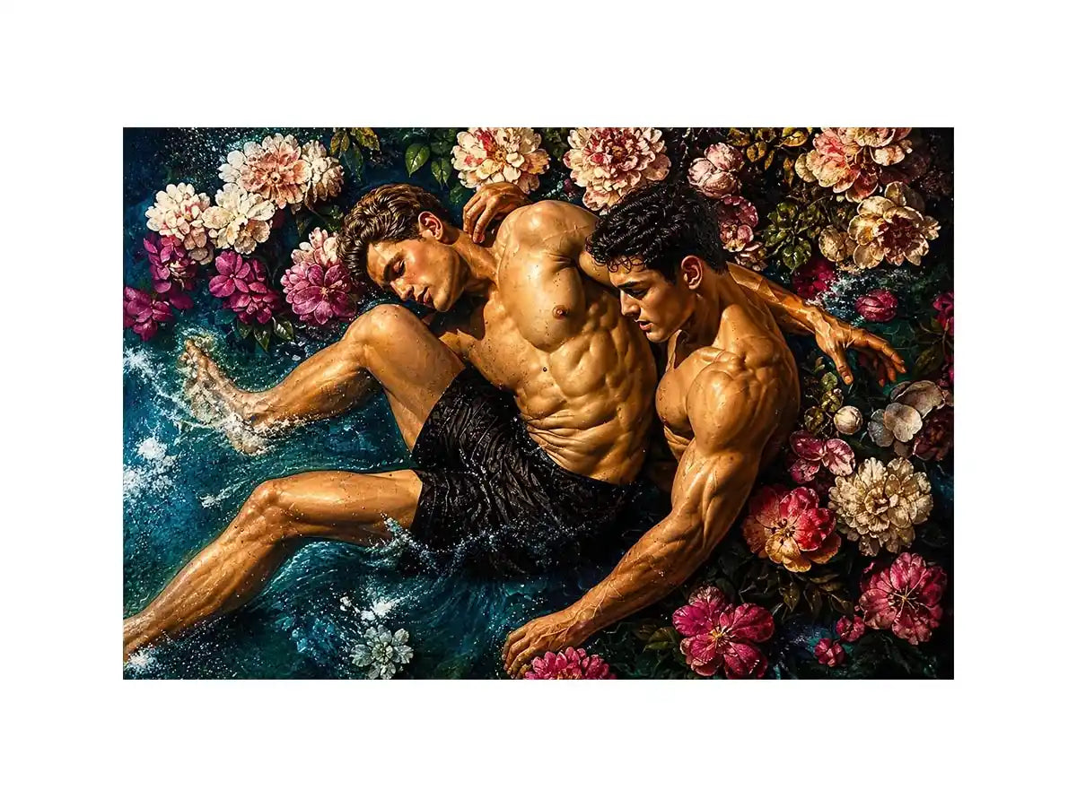 Intimate embrace in blooming water