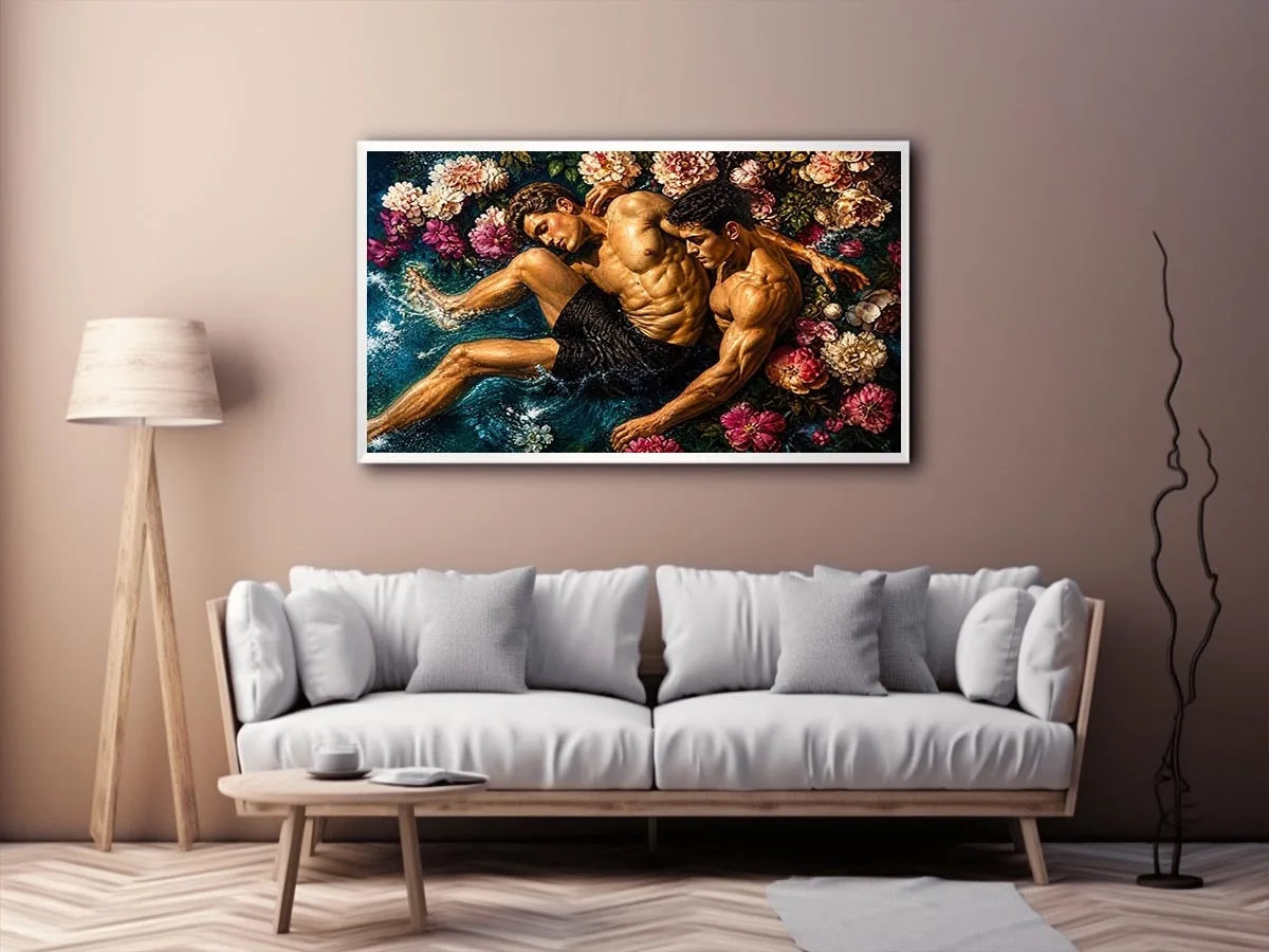 Intimate embrace in blooming water