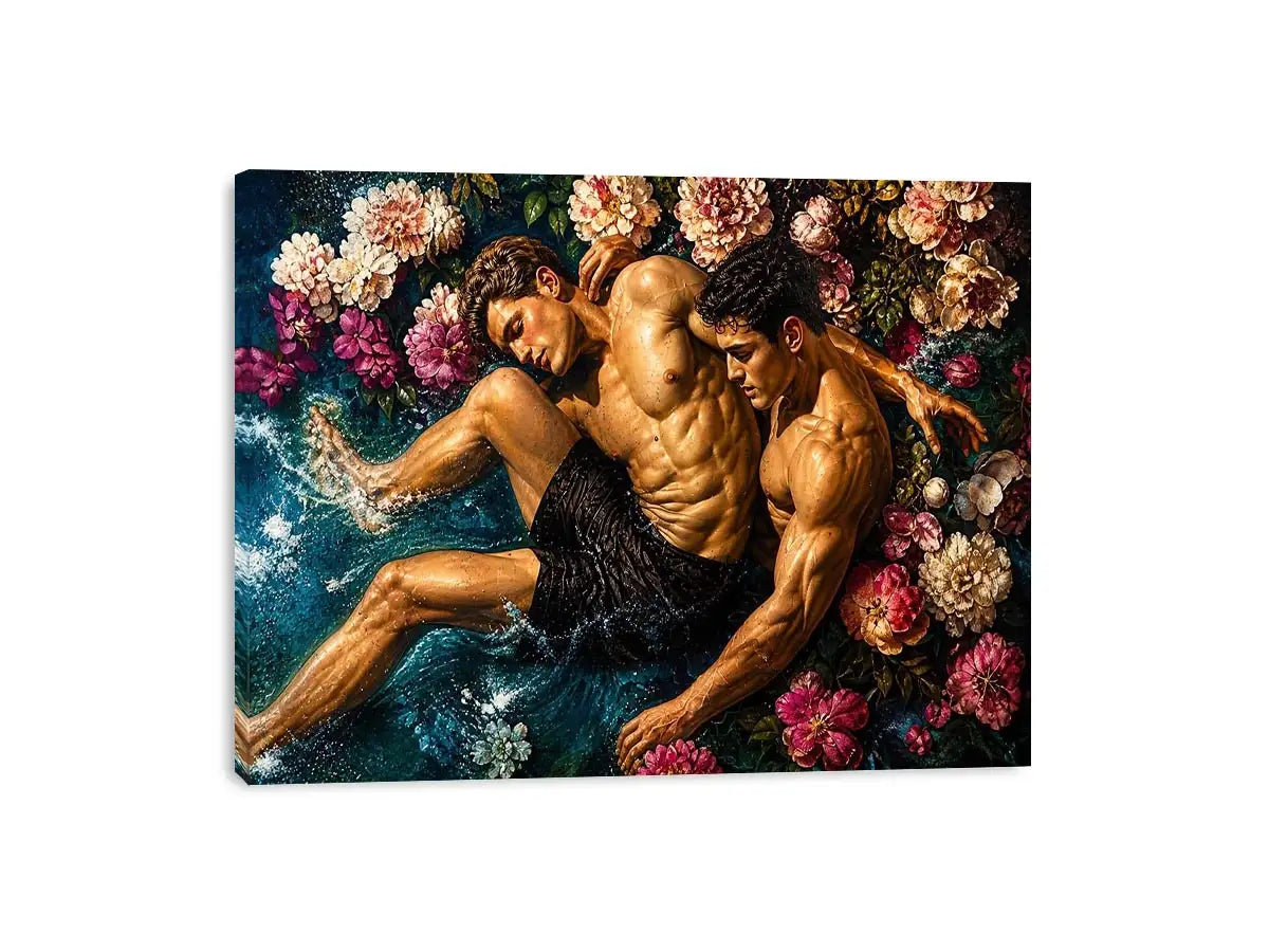 Intimate embrace in blooming water