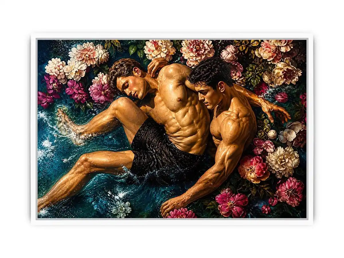 Intimate embrace in blooming water