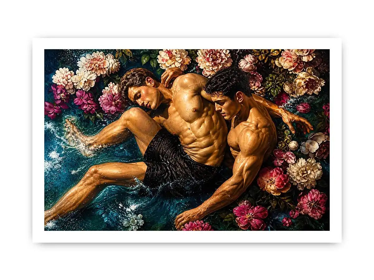 Intimate embrace in blooming water