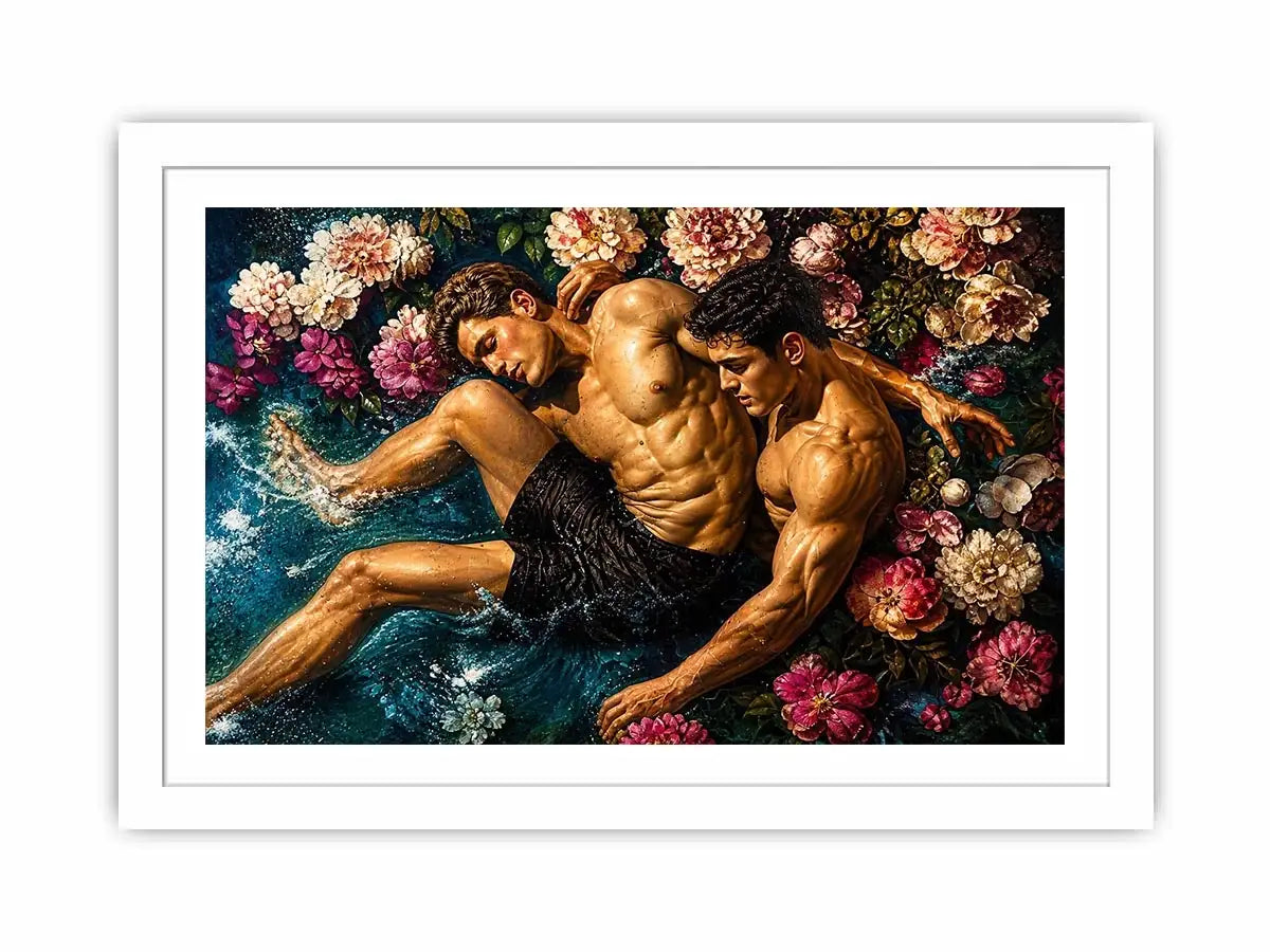 Intimate embrace in blooming water