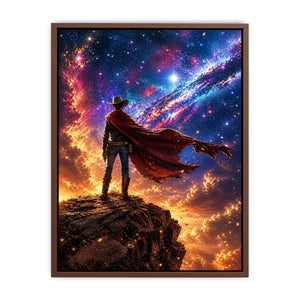 Cosmic outlaw on a rugged cliff