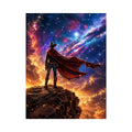 Cosmic outlaw on a rugged cliff