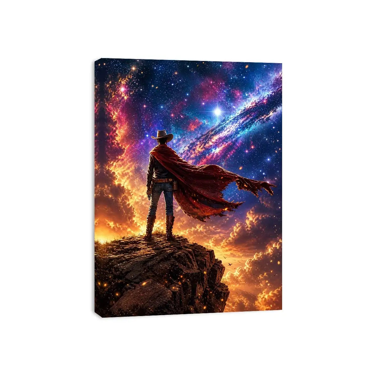 Cosmic outlaw on a rugged cliff