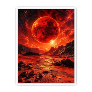 Crimson valley under a fiery sky