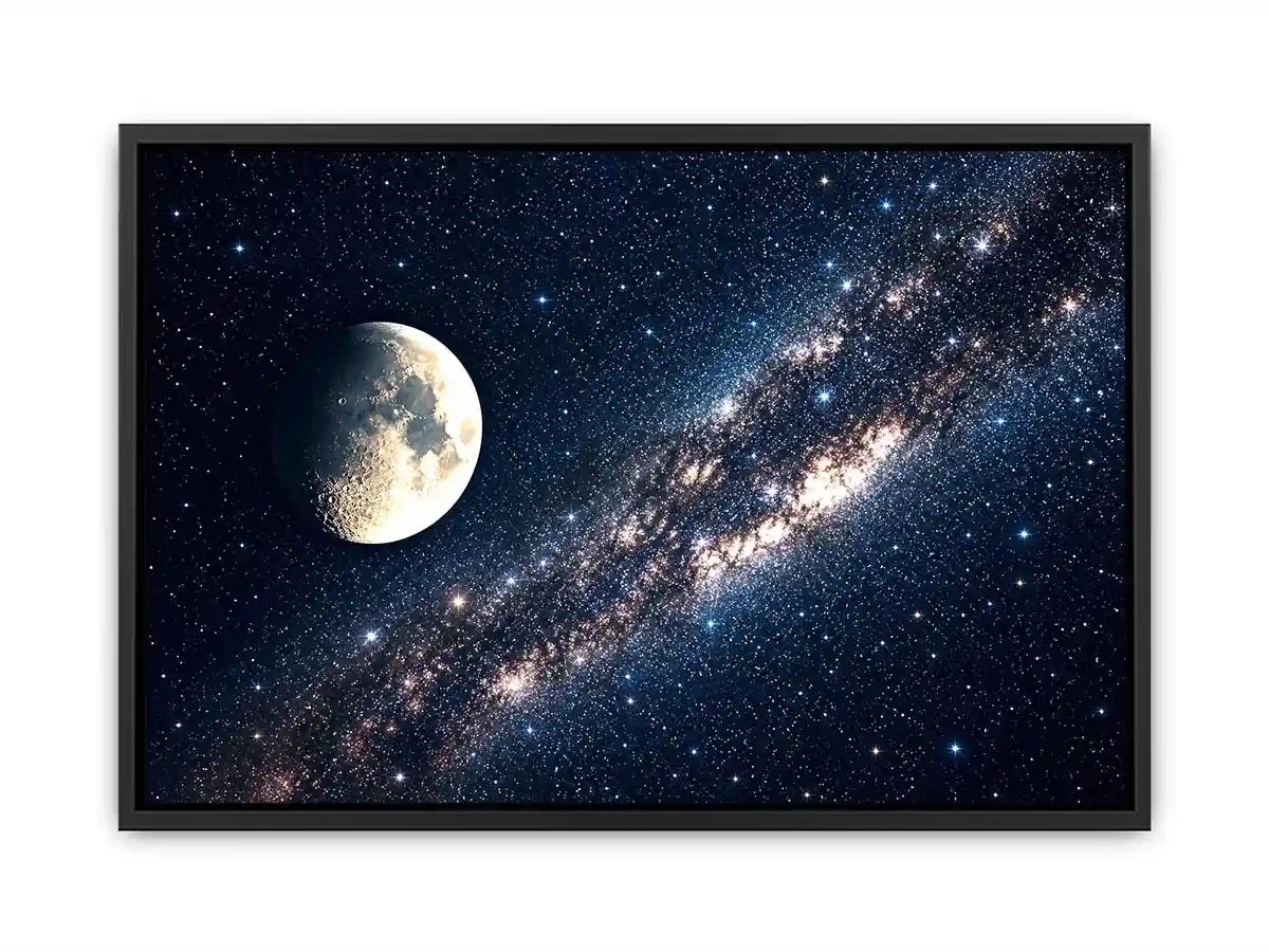 A cosmic dance of moon and stars