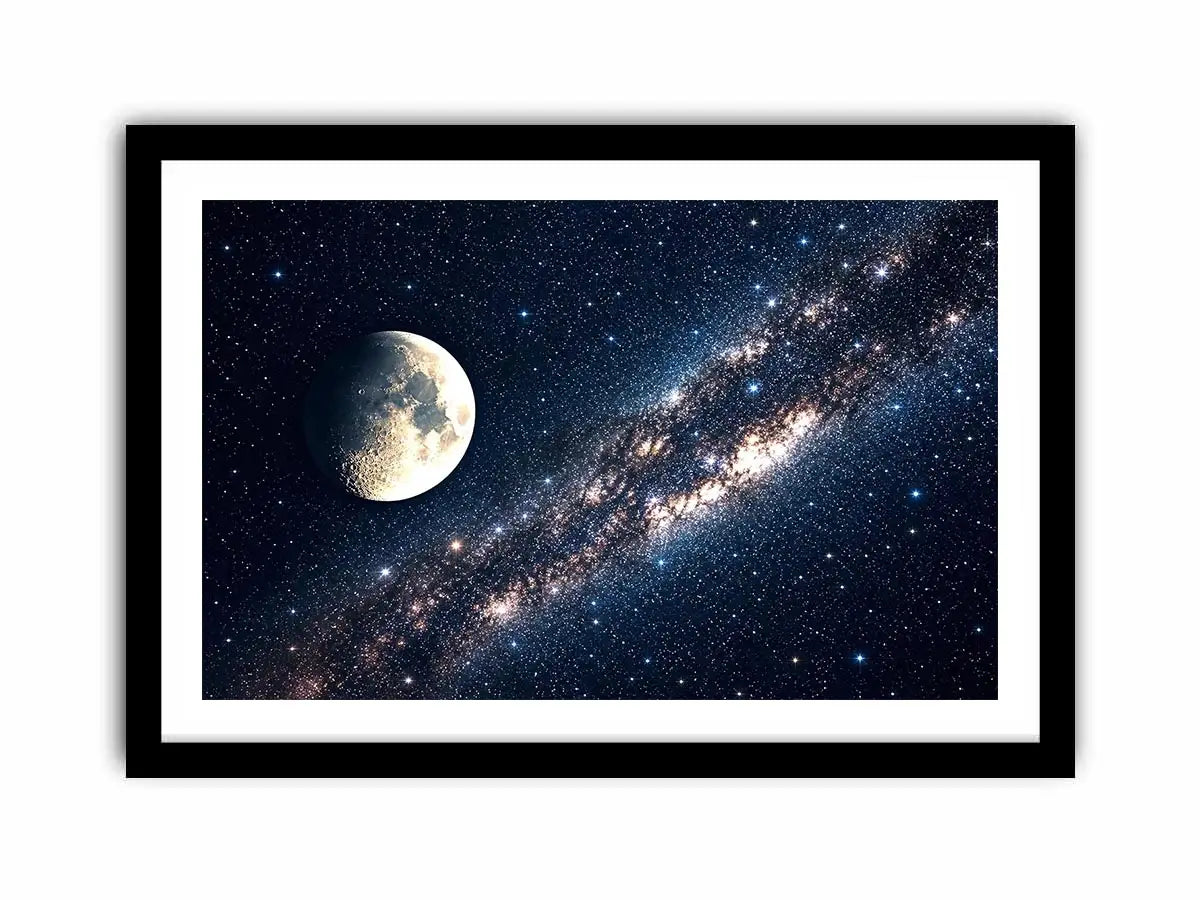 A cosmic dance of moon and stars
