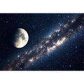 A cosmic dance of moon and stars