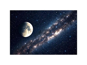 A cosmic dance of moon and stars