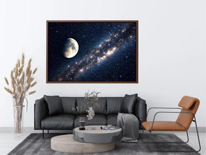 A cosmic dance of moon and stars