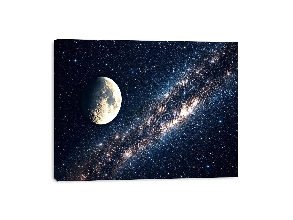 A cosmic dance of moon and stars