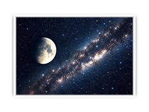 A cosmic dance of moon and stars