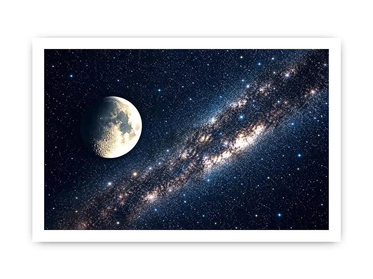 A cosmic dance of moon and stars