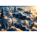 Futuristic city above the clouds