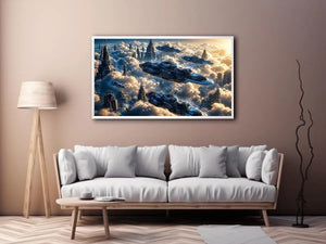 Futuristic city above the clouds