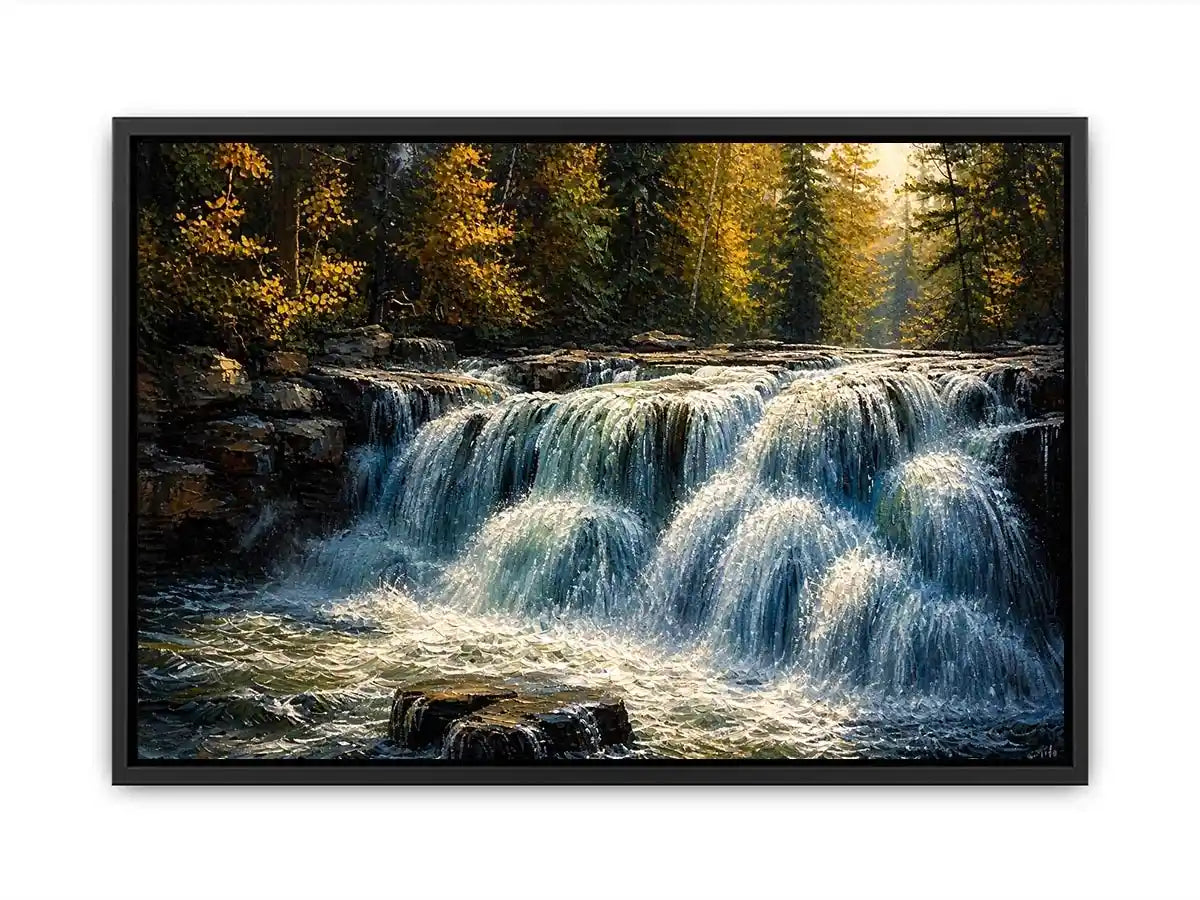 Autumn cascade in forest wilderness