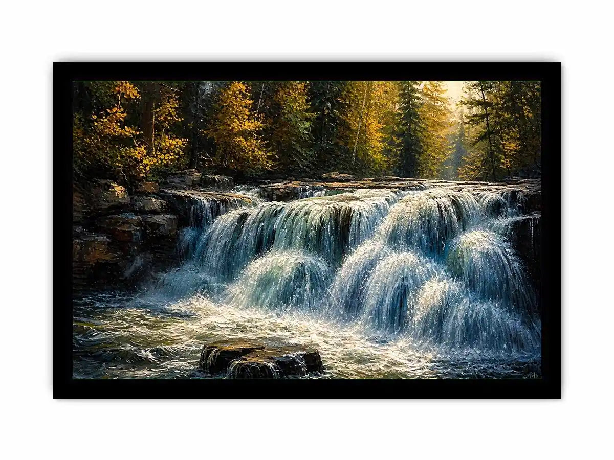 Autumn cascade in forest wilderness