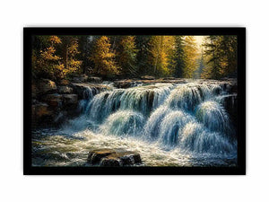 Autumn cascade in forest wilderness