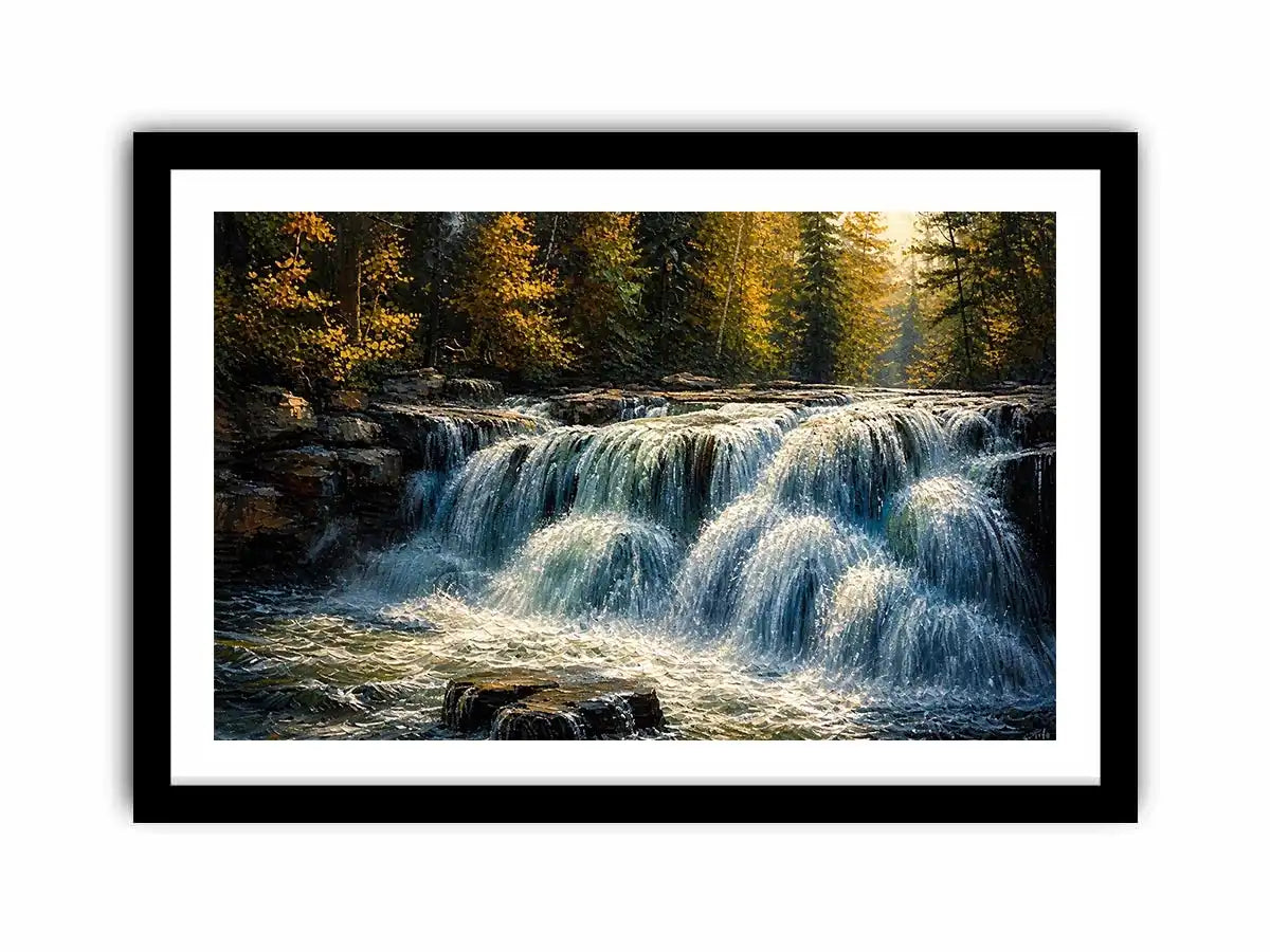 Autumn cascade in forest wilderness
