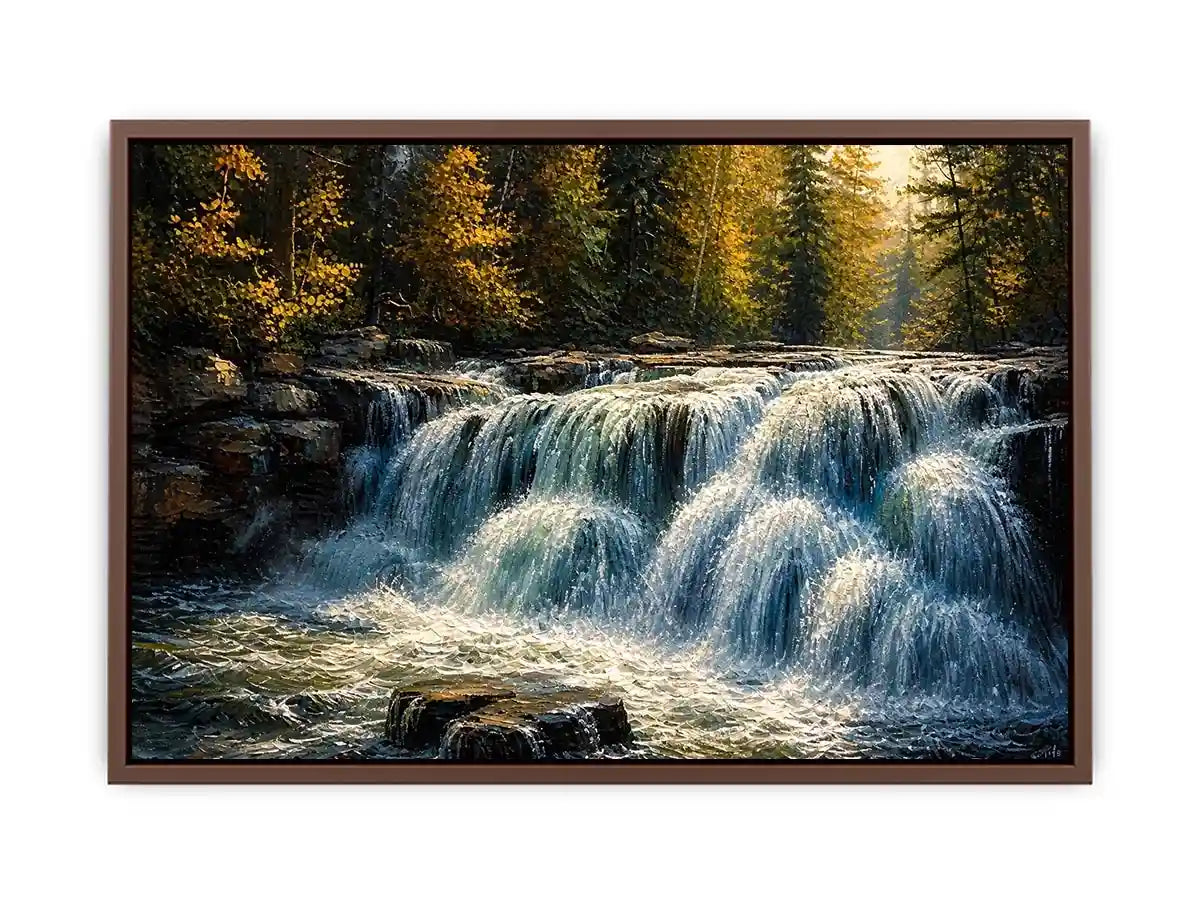 Autumn cascade in forest wilderness