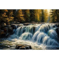 Autumn cascade in forest wilderness