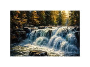 Autumn cascade in forest wilderness