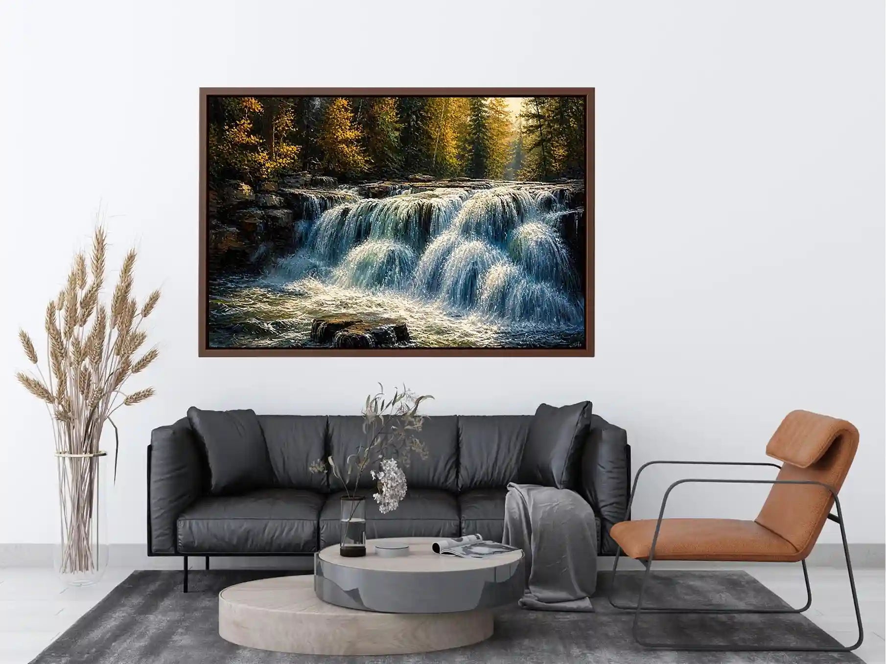 Autumn cascade in forest wilderness