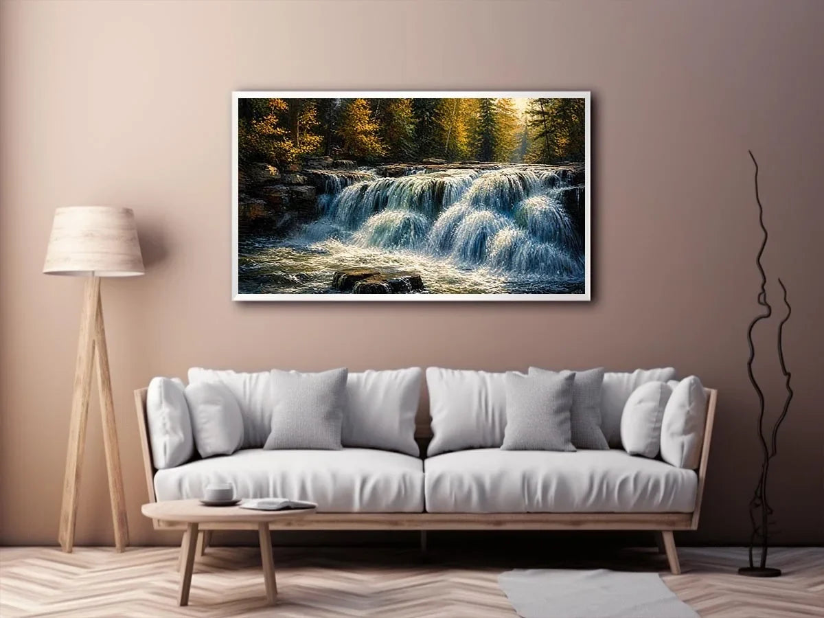 Autumn cascade in forest wilderness