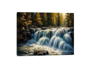 Autumn cascade in forest wilderness