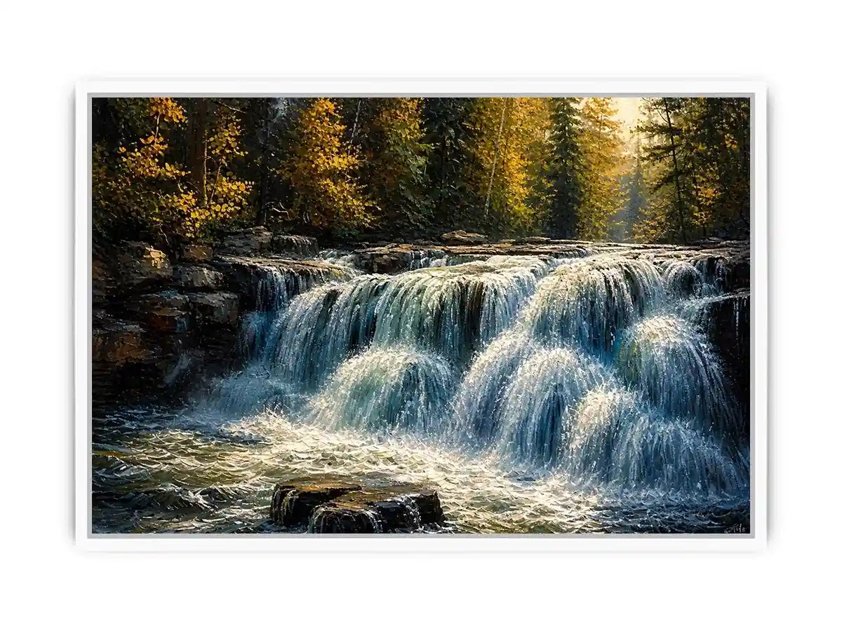 Autumn cascade in forest wilderness