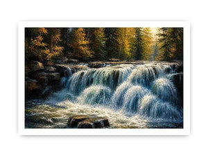 Autumn cascade in forest wilderness