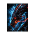 Fierce fiery dragon in cosmic storm