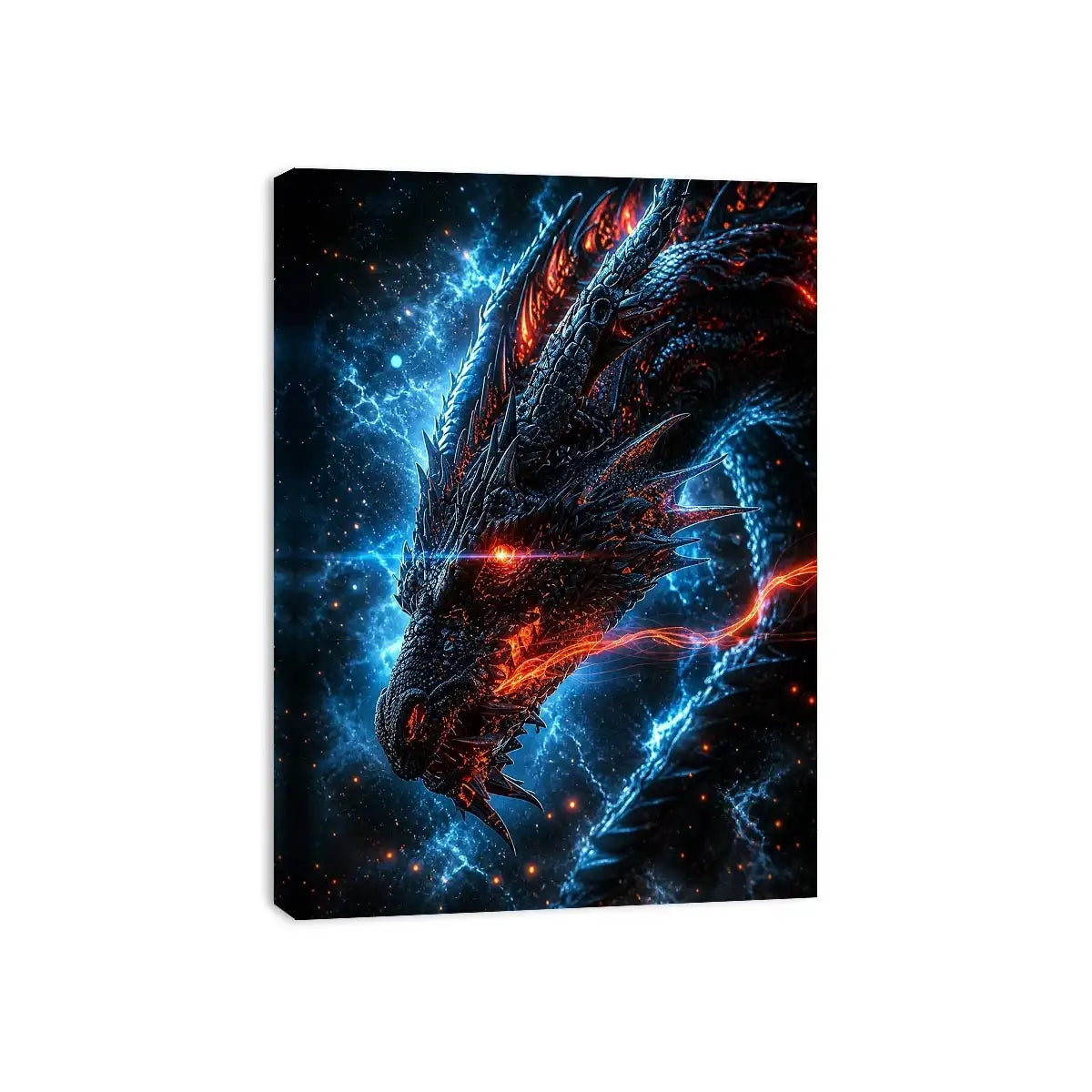 Fierce fiery dragon in cosmic storm