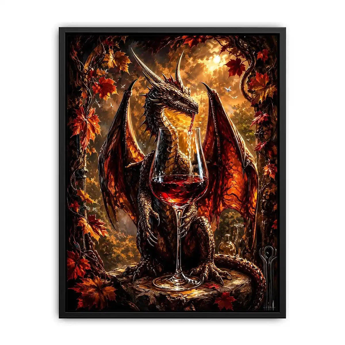 Dragon and wine in autumn glow