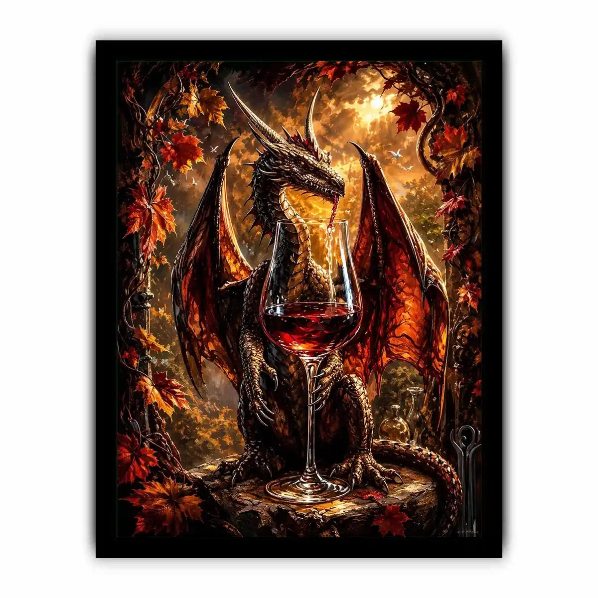 Dragon and wine in autumn glow