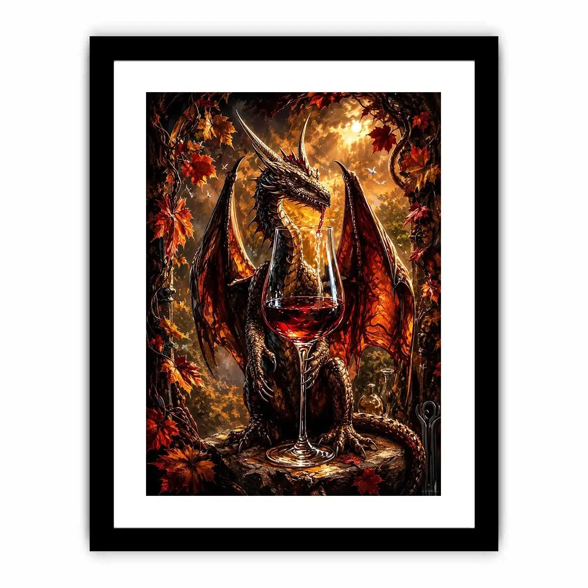 Dragon and wine in autumn glow