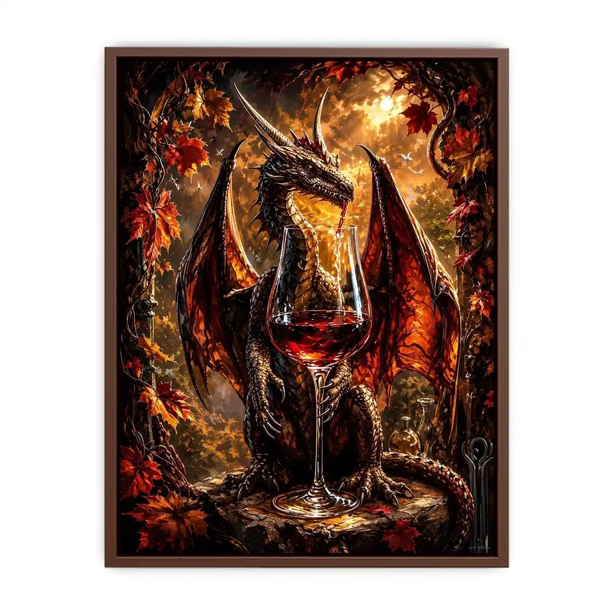 Dragon and wine in autumn glow