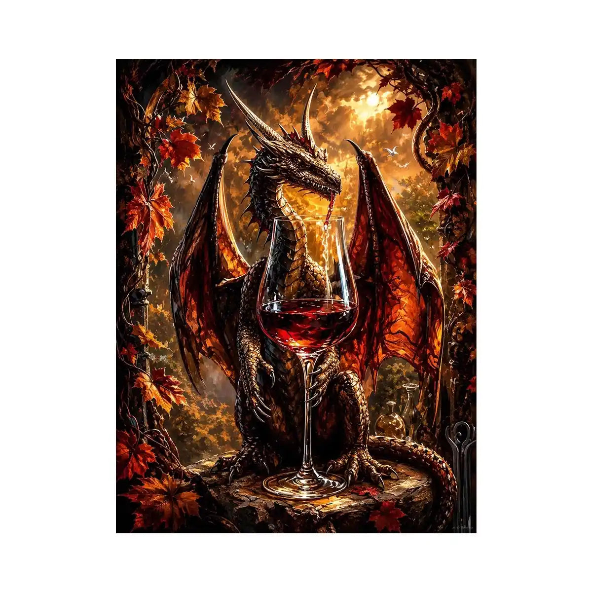 Dragon and wine in autumn glow